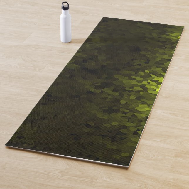 Abstract Green Yellow Pixels on Black Yoga Mat (In Situ)