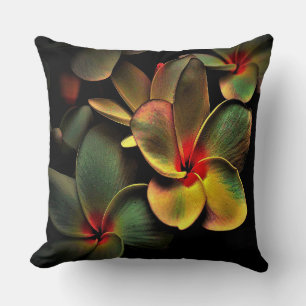 Abstract Green Yellow Red Fractal Art Flower Cushion