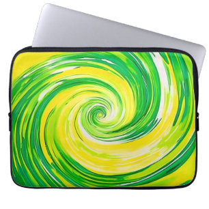 Abstract Green Yellow Spiral Art Laptop Sleeve