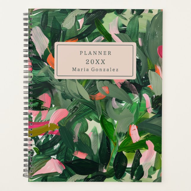 Abstract Greenery Custom 2025 Weekly Planner (Front)