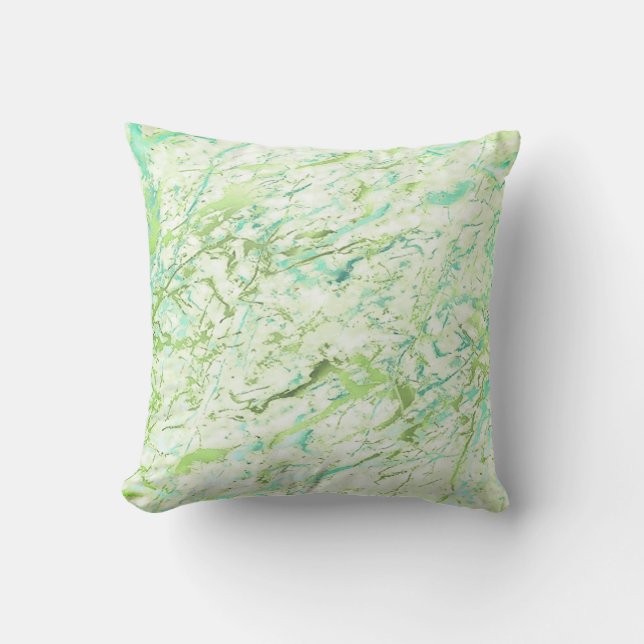 Abstract Greenery Vivid Mint Blue Marble Luxury Cushion (Front)