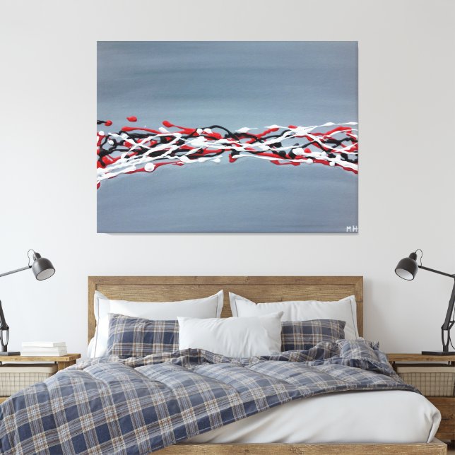 Abstract Grey Art Contemporary Modern Canvas Print (Insitu(Bedroom))