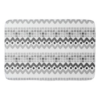 Abstract Grey Aztec Geometric Pattern Bath Mat