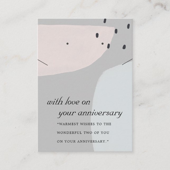 ABSTRACT GREY BLUE ANNIVERSARY NECKLACE EARRING PLACE CARD (Front)