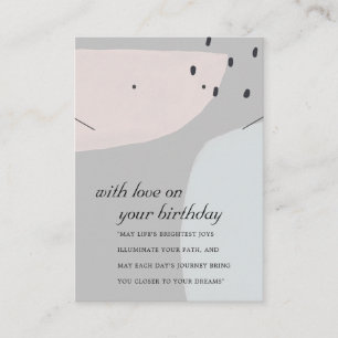 ABSTRACT GREY BLUE BIRTHDAY NECKLACE EARRING CARD