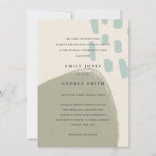 ABSTRACT GREY BLUE KRAFT SCANDI WEDDING INVITE