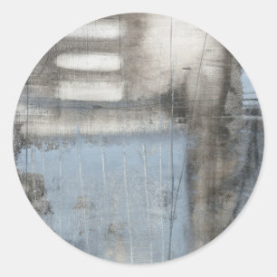 Abstract Grey & Blue Painting Classic Round Sticker