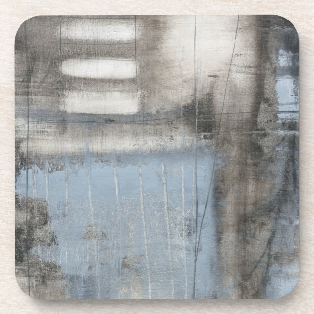 Abstract Grey & Blue Painting Coaster (Front)