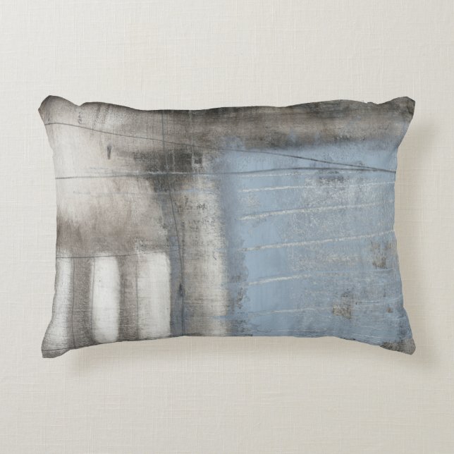 Abstract Grey & Blue Painting Decorative Cushion (Front)