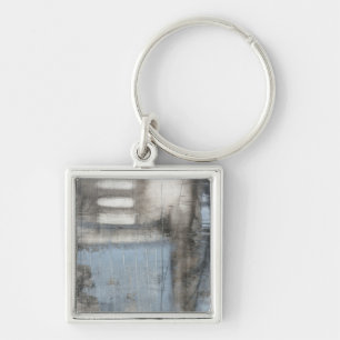 Abstract Grey & Blue Painting Key Ring