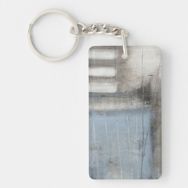 Abstract Grey & Blue Painting Key Ring (Front)