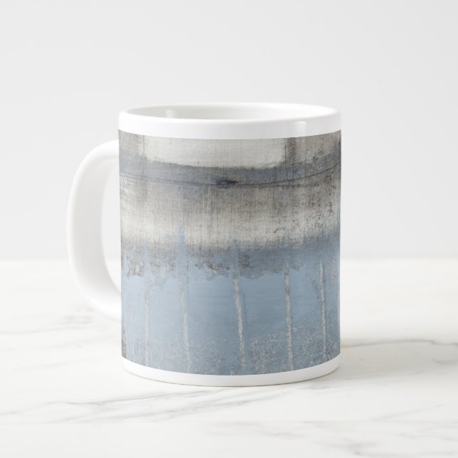 Abstract Grey & Blue Painting Large Coffee Mug (Front Left)