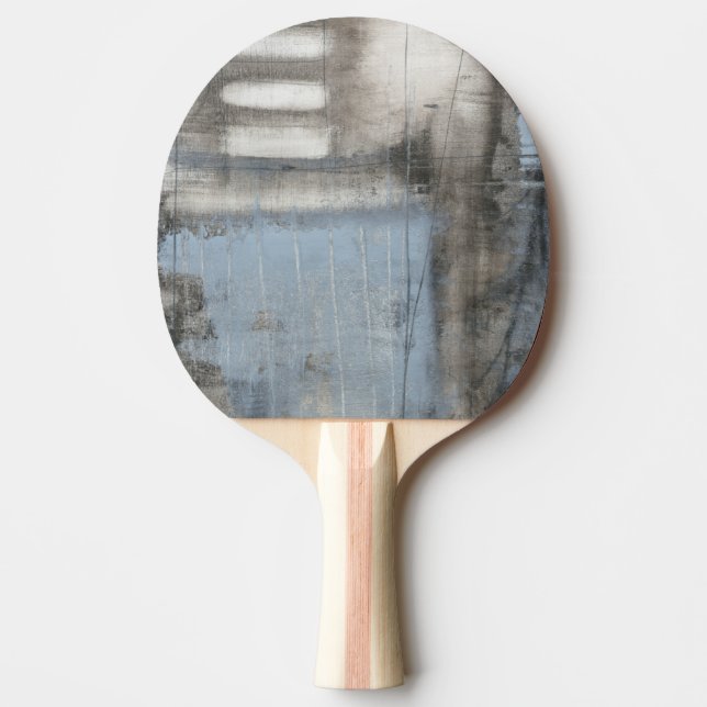 Abstract Grey & Blue Painting Ping Pong Paddle (Front)