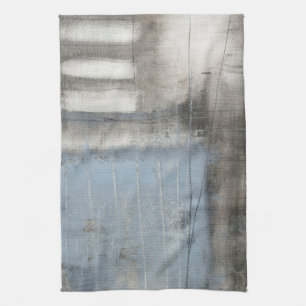 Abstract Grey & Blue Painting Tea Towel