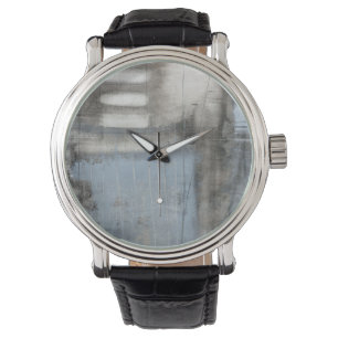 Abstract Grey & Blue Painting Watch
