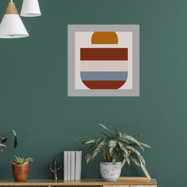 Abstract grey bordo natural colours poster (Living Room 1)