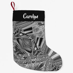 Abstract grey crystal  pattern small christmas stocking