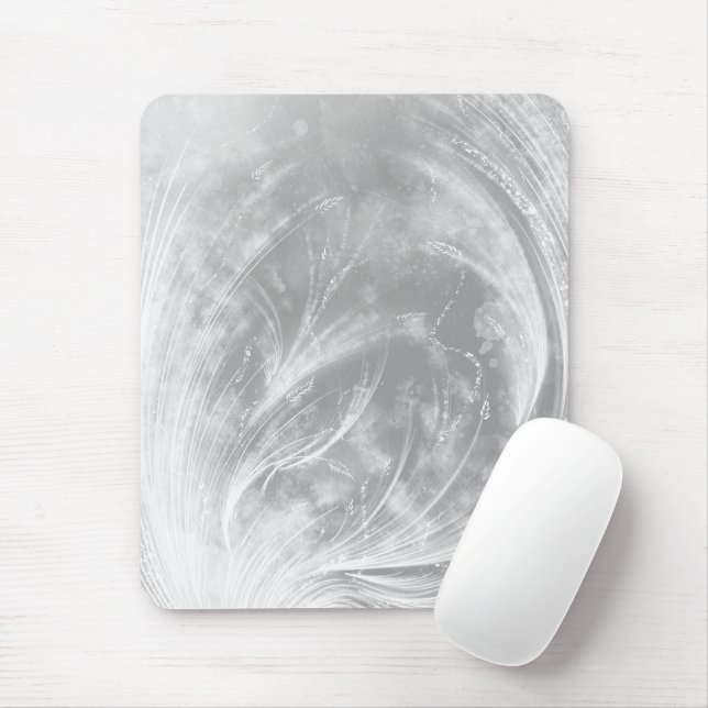 Abstract Grey Dandelions and fireflies  Mouse Mat (With Mouse)