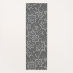Abstract Grey Floral Star Pattern Yoga Mat