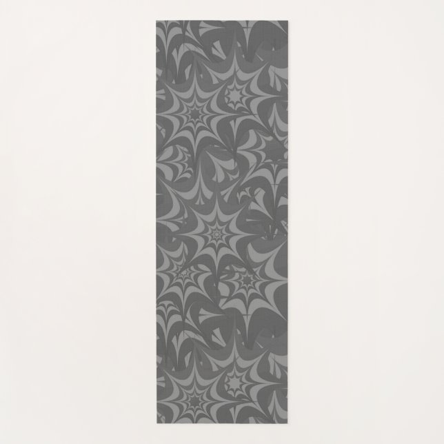 Abstract Grey Floral Star Pattern Yoga Mat (Front)