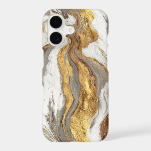 Abstract Grey Marble Texture with Flowing Gold