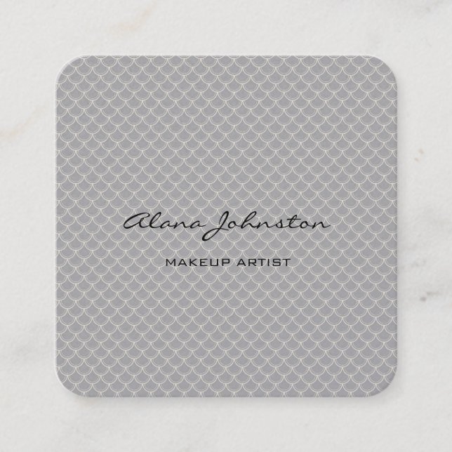 Abstract Grey Snakeskin Makeup Artist  Square Business Card (Front)