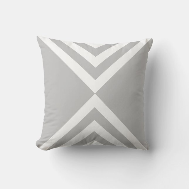 Abstract Grey & White Striped Throw Pillow (Front)
