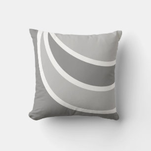 Abstract grey & white wavy geometric shapes cushion