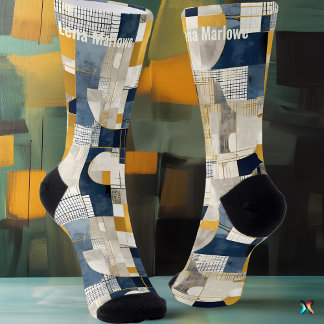 Abstract Grid and Circle Pattern modern custom Socks