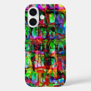 Abstract Grid Collage Modular Synthesized Graphic iPhone 16 Case