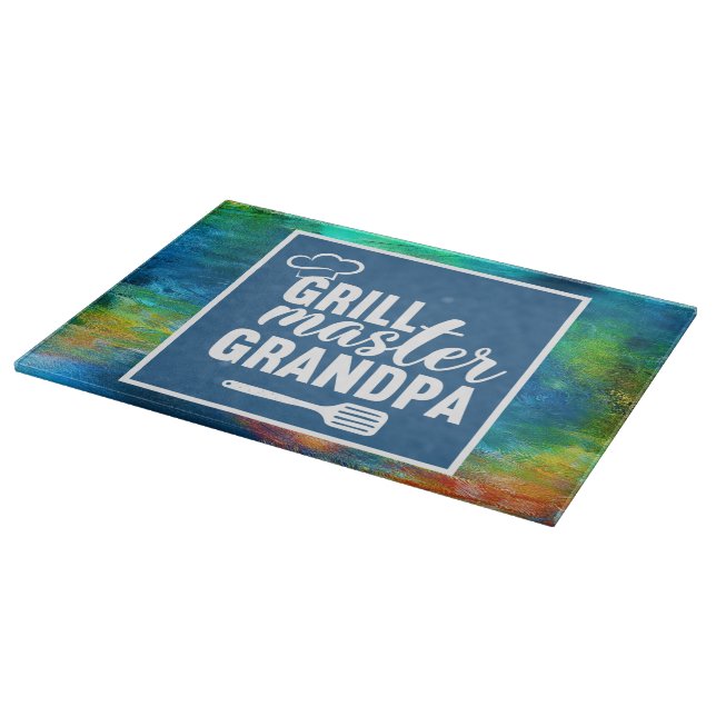 Abstract Grill Master Grandpa Glass Cutting Board (Corner)