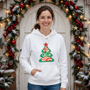 Abstract Groovy Christmas Tree Minimalist Design Hoodie