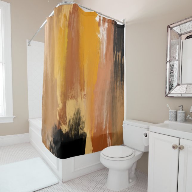 Abstract Grounded Earth Shower Curtain (In Situ)