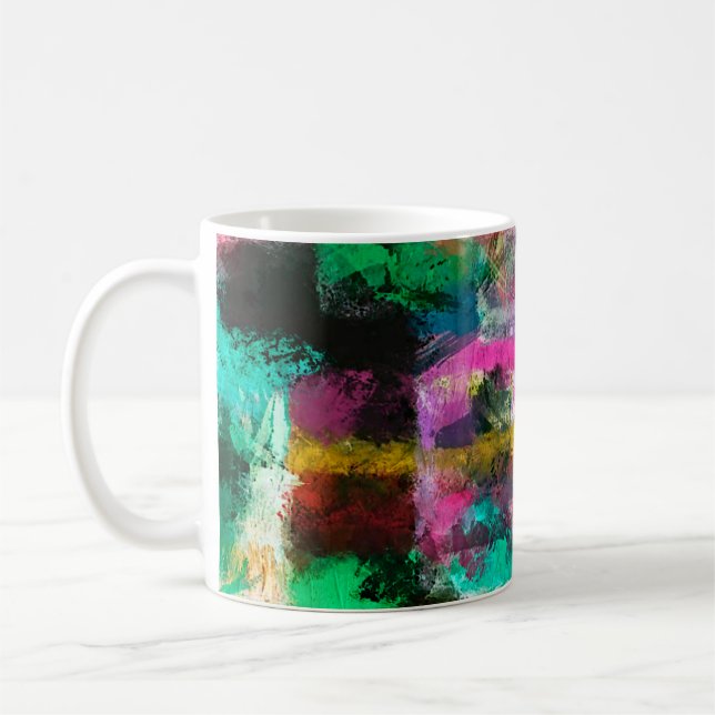 abstract grunge background from colour chaotic blu coffee mug (Left)