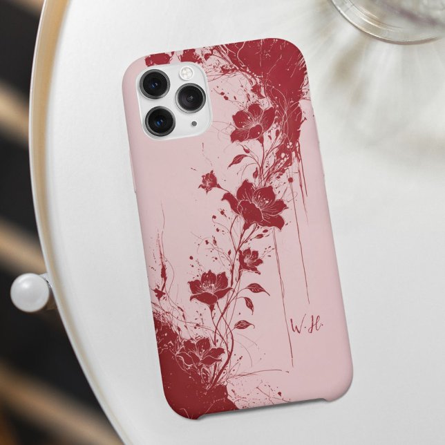 Abstract Grunge Flowers Red Pink Monogram Case-Mate iPhone Case (Creator Uploaded)