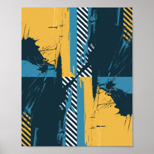 Abstract Grunge Geometric Artwork Poster