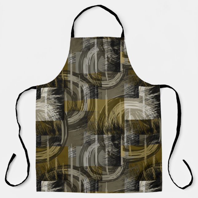 Abstract grunge, monochrome brown apron (Front)