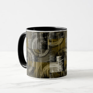 Abstract grunge, monochrome brown mug