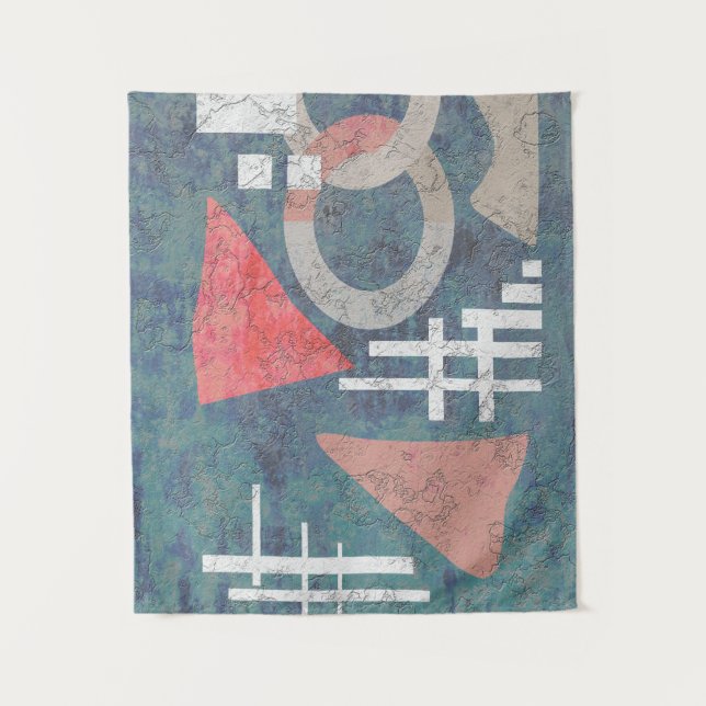 Abstract grunge old vintage geometrical shapes tri tapestry (Front)