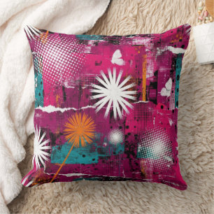 Abstract Grunge Pattern with Dandelion Cushion