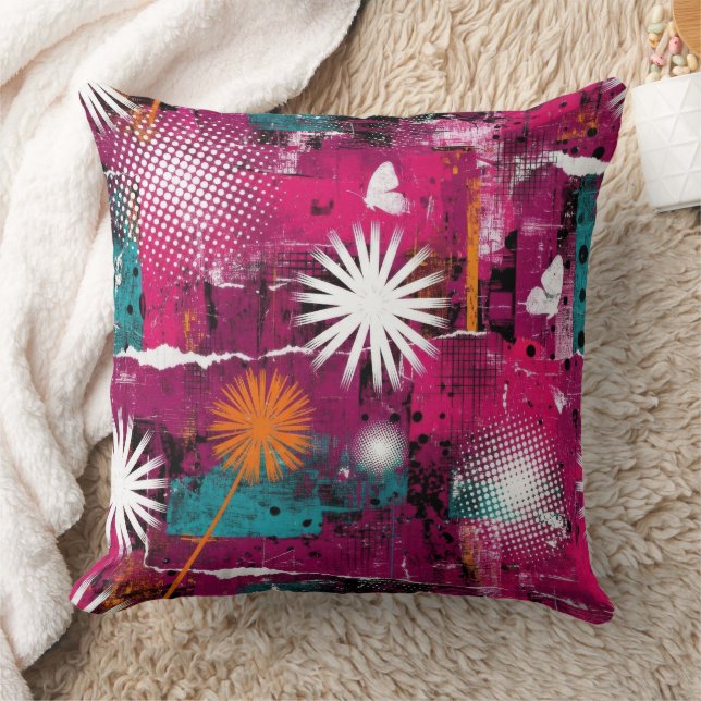 Abstract Grunge Pattern with Dandelion Cushion (Blanket)