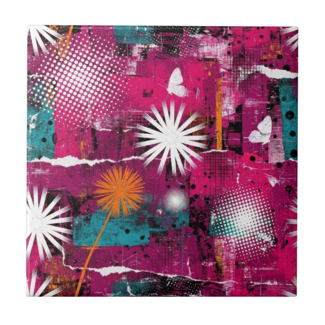 Abstract Grunge Pattern with Dandelion Tile (Front)
