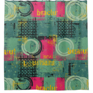 Abstract Grunge Pattern with Geometric Shapes Shower Curtain