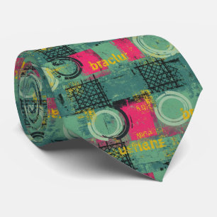 Abstract Grunge Pattern with Geometric Shapes Tie