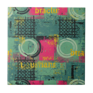 Abstract Grunge Pattern with Geometric Shapes Tile