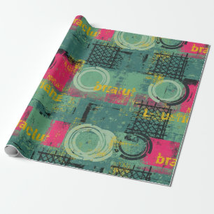 Abstract Grunge Pattern with Geometric Shapes Wrapping Paper