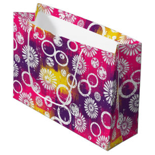 Abstract Grunge Pattern with Starburst & Bubble Large Gift Bag