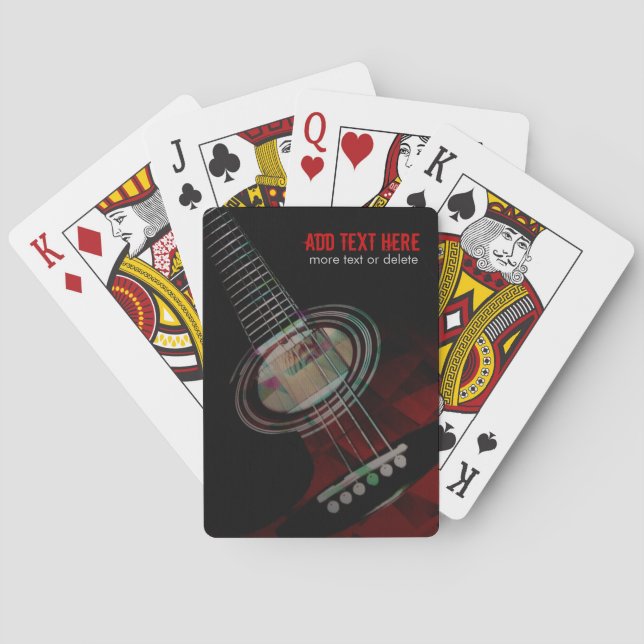 Abstract Grunge Red Guitar Playing Cards (Back)