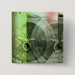 Abstract Grunge Ring n Star Button
