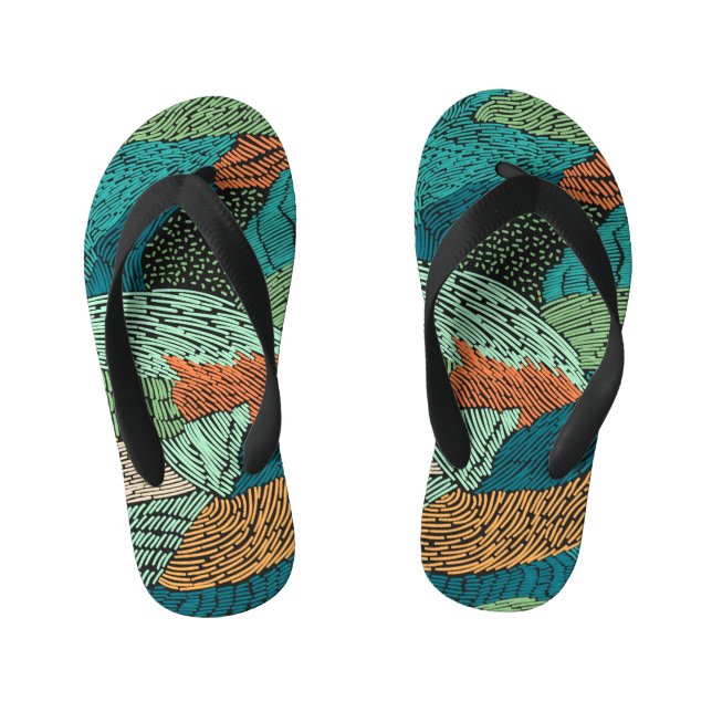 Abstract Grunge: Seamless Pattern Design. Kid's Flip Flops (Footbed)